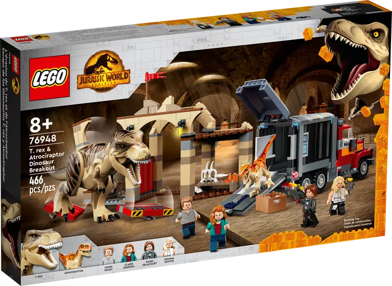 LEGO Jurassic World - 76948 - L'évasion du dinosaure T. rex et atrociraptor